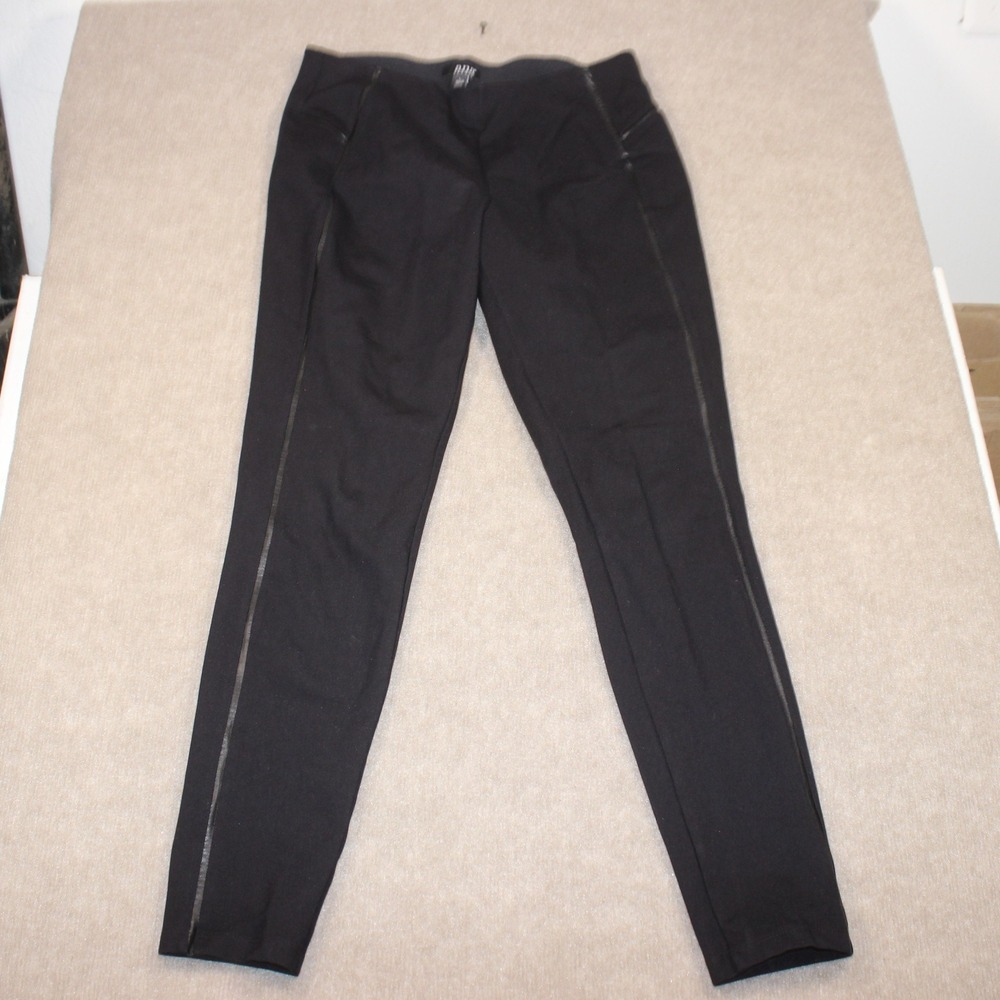 ana A New Approach Womens Black Skinny Pants Faux Leather Trim Size L